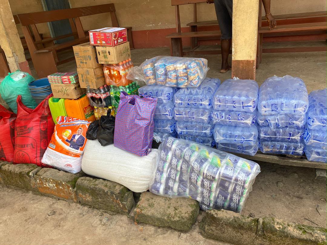 Food, water and essential items prepared for donation